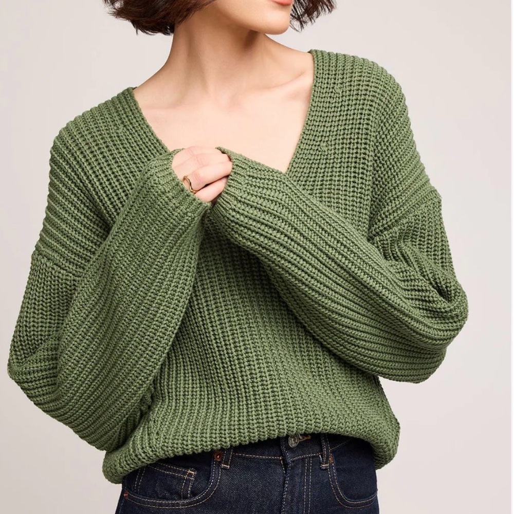 Gentle Fawn Spencer V-Neck Knit Sweater‎ Ivy Green Size Medium